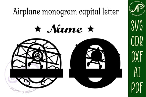 Plane Capital Monogram Letter O SVG Cut SVG APInspireddesigns 