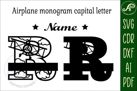 Plane Capital Monogram Letter R SVG Cut SVG APInspireddesigns 