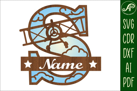 Plane Capital Monogram Letter S SVG Cut SVG APInspireddesigns 