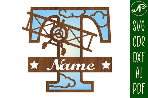 Plane Capital Monogram Letter T SVG Cut SVG APInspireddesigns 