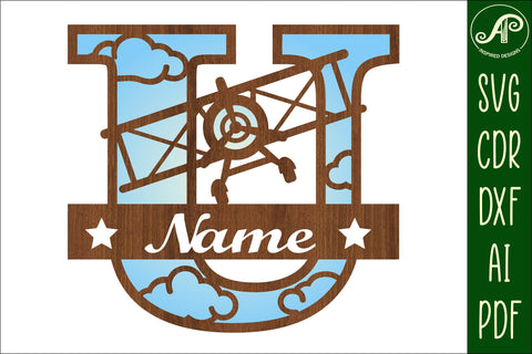 Plane Capital Monogram Letter U SVG Cut SVG APInspireddesigns 