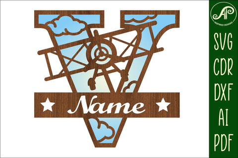 Plane Capital Monogram Letter V SVG Cut SVG APInspireddesigns 