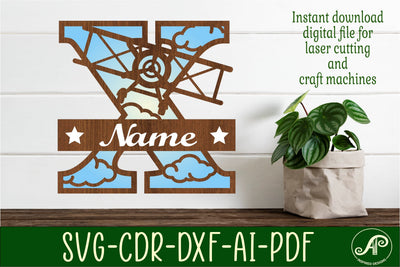 Plane Capital Monogram Letter X SVG Cut SVG APInspireddesigns 