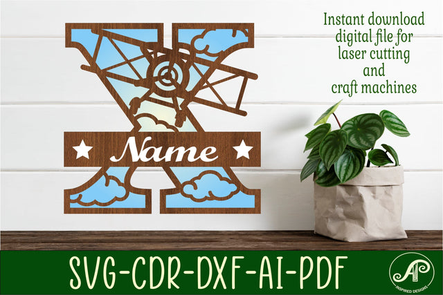 Plane Capital Monogram Letter X SVG Cut SVG APInspireddesigns 