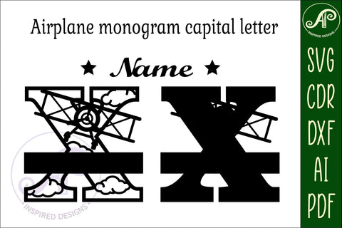Plane Capital Monogram Letter X SVG Cut SVG APInspireddesigns 