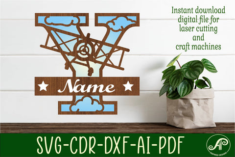 Plane Capital Monogram Letter Y SVG Cut SVG APInspireddesigns 
