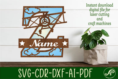 Plane Capital Monogram Letter Z SVG Cut SVG APInspireddesigns 