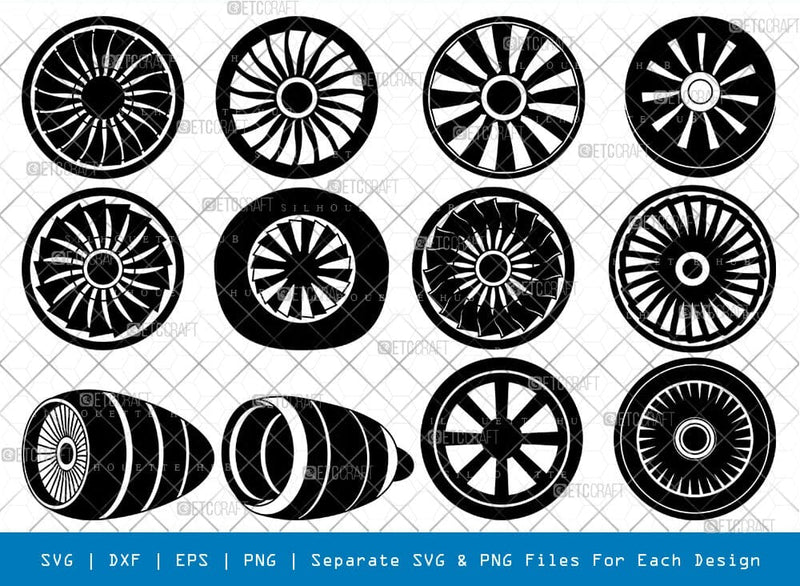 Plane Engine Silhouette Svg Cricut Cut Files Png Bundle, SB01074 SVG ETC Craft 