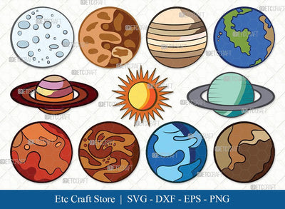Planet Clipart SVG Cut File | Earth Svg | Globe Svg | Saturn Svg | Bundle | Eps | Dxf | Png SVG ETC Craft 