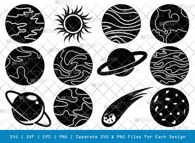 Planet SVG Cut Files | Planet Silhouette | Earth Svg | World Svg | Space Svg | Universe Svg | Planet Bundle SVG ETC Craft 