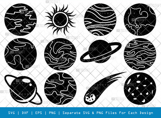 Planet SVG Cut Files | Planet Silhouette | Earth Svg | World Svg | Space Svg | Universe Svg | Planet Bundle SVG ETC Craft 