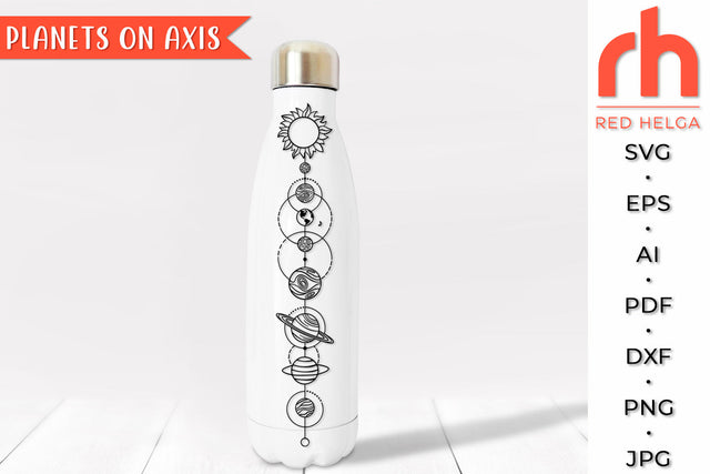 Planets on Axis SVG - Solar System Cut File SVG RedHelgaArt 