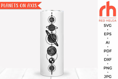 Planets on Axis SVG, Solar System Line DXF, Outer Space Cut File SVG RedHelgaArt 