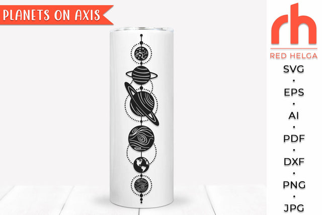 Planets on Axis SVG, Solar System Line DXF, Outer Space Cut File SVG RedHelgaArt 