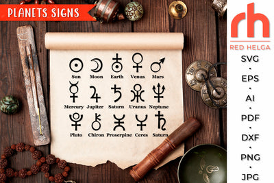 Planets Signs SVG - Astrological Symbols Cut File SVG RedHelgaArt 