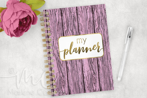 Planner Cover, Journal Cover, Notebook Cover, Pink wood Digital Pattern Marlene Campos 
