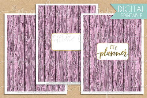 Planner Cover, Journal Cover, Notebook Cover, Pink wood Digital Pattern Marlene Campos 
