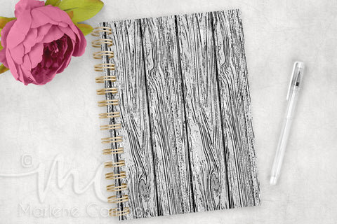 Planner Cover, Journal Cover, Notebook Cover, White wood Digital Pattern Marlene Campos 
