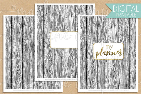 Planner Cover, Journal Cover, Notebook Cover, White wood Digital Pattern Marlene Campos 
