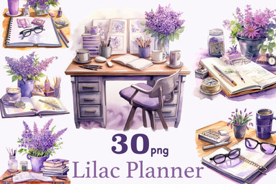 Planner Girl Clipart Bundle | Lilac Illustrations PNG SVG GlamArtZhanna 