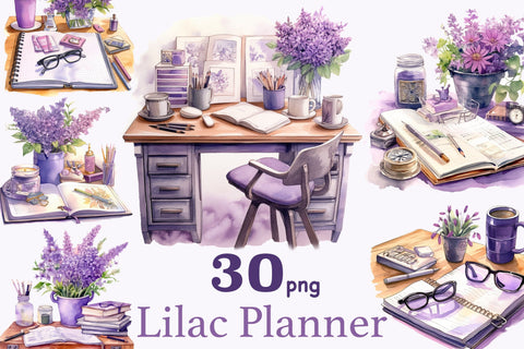 Planner Girl Clipart Bundle | Lilac Illustrations PNG SVG GlamArtZhanna 