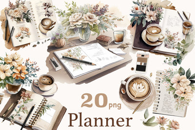 Planner Girl Clipart | Journaling Illustration Bundle SVG GlamArtZhanna 