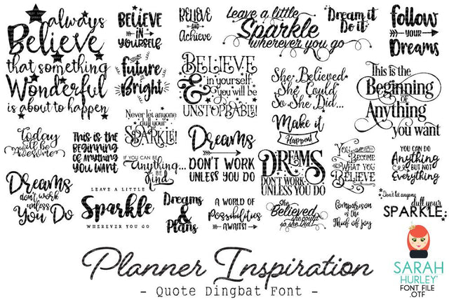 Planner Inspiration Quote Dingbat Font Font Sarah Hurley 