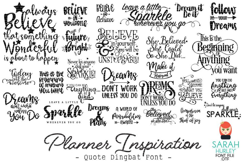 Planner Inspiration Quote Dingbat Font Font Sarah Hurley 