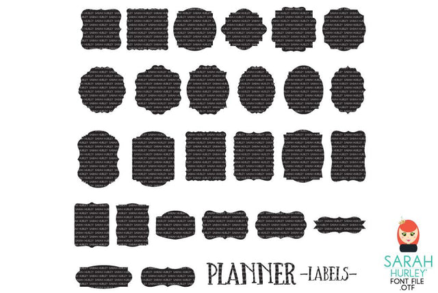 Planner Label Font SVG Sarah Hurley 