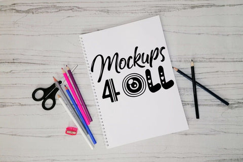 Planner Pack, White Planner Mock Up, Notebook Mockup, Paper Sheet, Sketch Pad, Flat Lays Image, Mock up, Digital Planner Templates, Gold label, Jpeg Mock Up Photo ArtStudio 