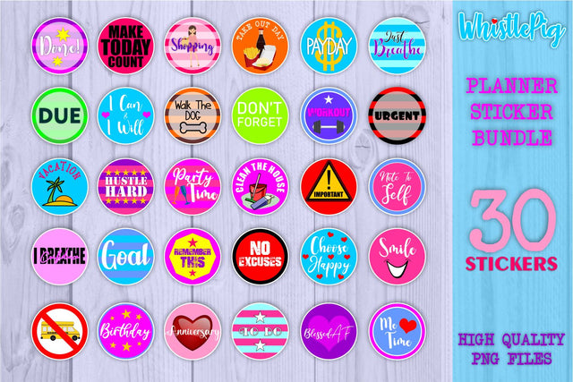 Planner Stickers Bundle - Printable Planner Stickers - Printable Stickers Bundle Sublimation Whistlepig Designs 