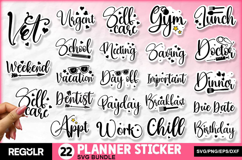 Planner Stickers SVG Bundle - So Fontsy