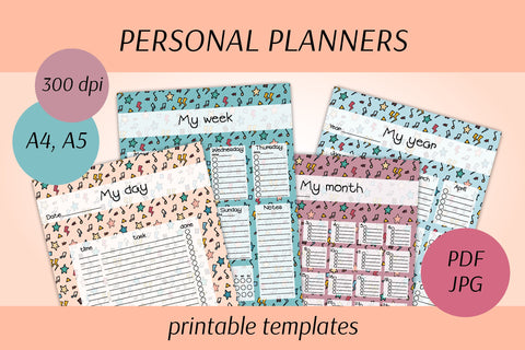 Planners Set | A4 A5 Printable Templates | Doodle Design Sublimation AnnaViolet_store 