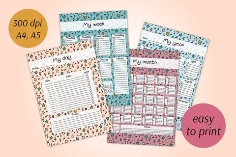 Planners Set | A4 A5 Printable Templates | Doodle Design Sublimation AnnaViolet_store 
