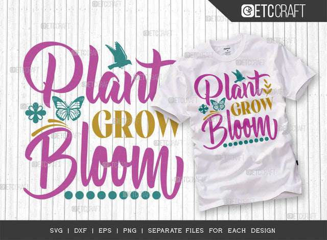 Plant Grow Bloom SVG Cut File | Butterfly Svg | Birds Svg | Flower Svg | Spring Svg | Hello Spring Svg | Tshirt Design SVG ETC Craft 