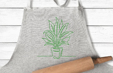 Plant in a Pot, Flower in a Pot One line Machine Embroidery Design (7) Embroidery/Applique DESIGNS Angie 