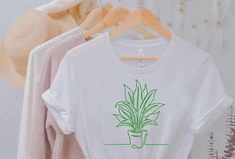 Plant in a Pot, Flower in a Pot One line Machine Embroidery Design (7) Embroidery/Applique DESIGNS Angie 