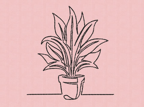 Plant in a Pot, Flower in a Pot One line Machine Embroidery Design (7) Embroidery/Applique DESIGNS Angie 