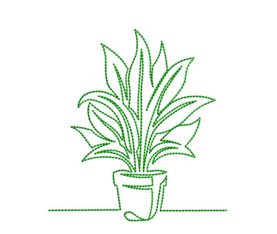 Plant in a Pot, Flower in a Pot One line Machine Embroidery Design (7) Embroidery/Applique DESIGNS Angie 