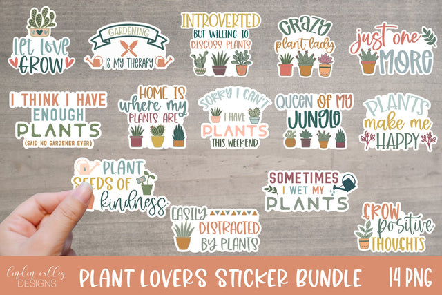 Plant Lover Sticker Bundle-House Plant and Succulent Sticker Print and Cut Bundle Sublimation Linden Valley Designs 