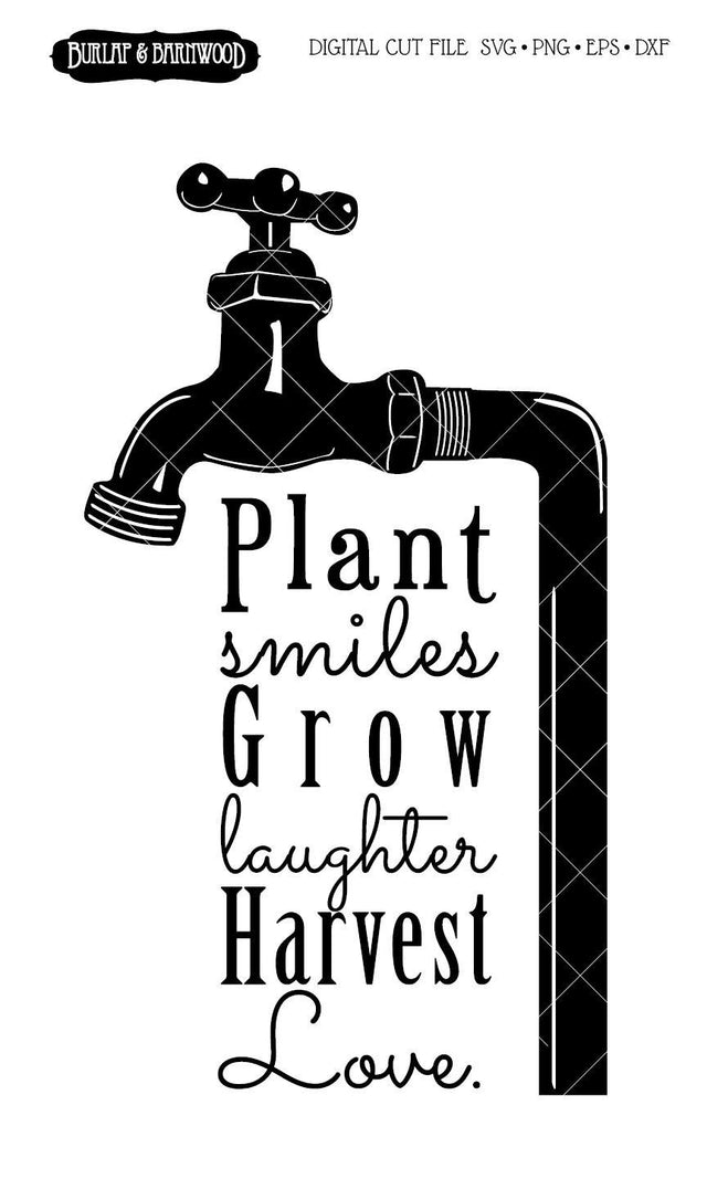 Plant Smiles SVG Burlap and Barnwood 