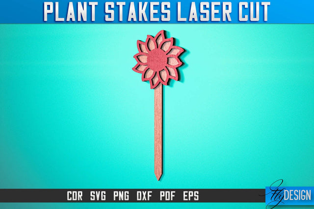 Plant Stakes Laser Cut SVG Bundle | Laser Flower Stakes SVG Design | CNC Files SVG Fly Design 