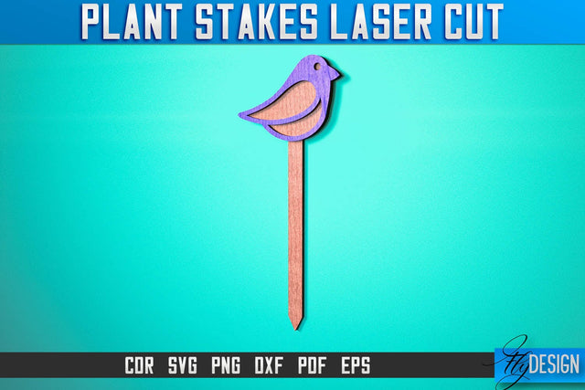 Plant Stakes Laser Cut SVG Bundle | Laser Flower Stakes SVG Design | CNC Files SVG Fly Design 