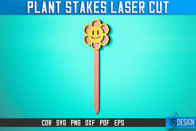 Plant Stakes Laser Cut SVG Bundle | Laser Flower Stakes SVG Design | CNC Files SVG Fly Design 