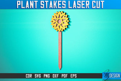 Plant Stakes Laser Cut SVG Bundle | Laser Flower Stakes SVG Design | CNC Files SVG Fly Design 