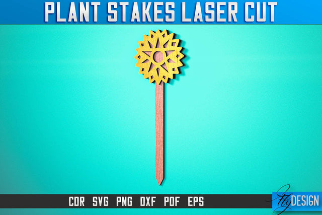 Plant Stakes Laser Cut SVG Bundle | Laser Flower Stakes SVG Design | CNC Files SVG Fly Design 