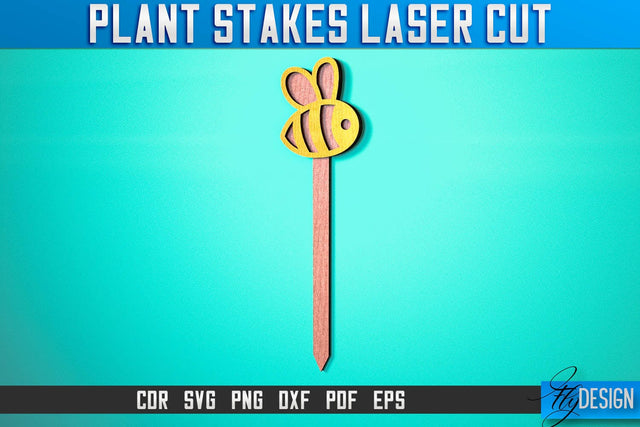 Plant Stakes Laser Cut SVG Bundle | Laser Flower Stakes SVG Design | CNC Files SVG Fly Design 
