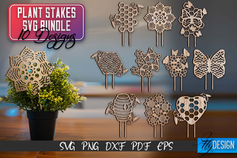 Plant Stakes SVG Bundle | Plant Stakes SVG Design SVG Fly Design 