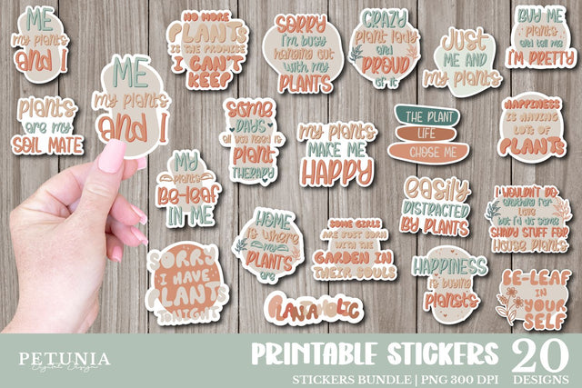 Plant Stickers | Printable Stickers Bundle Sublimation Petunia Digital Design 