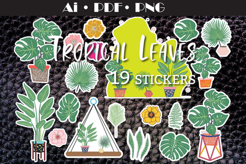 Plant stickers, Tropical 19 stickers Sublimation Natasha Prando 